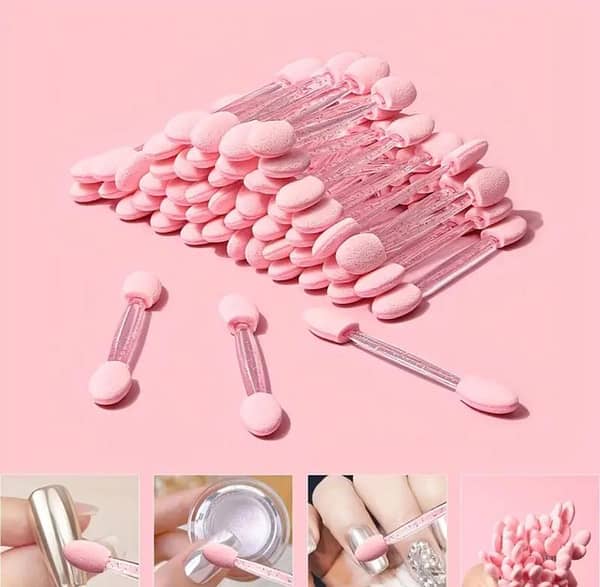 Beautiful and Practical Multifunction Nail Sponge Brushes with Dual Heads in Pink