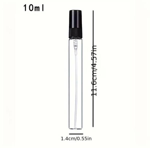 10ml Glass Perfume Spray Bottles with Black Atomizer - PVC-Free Mini Refillable Travel Size Containers, Suitable for Essential Oils, Cologne, and Fragrance - Leak-Proof Threaded Glass Vials