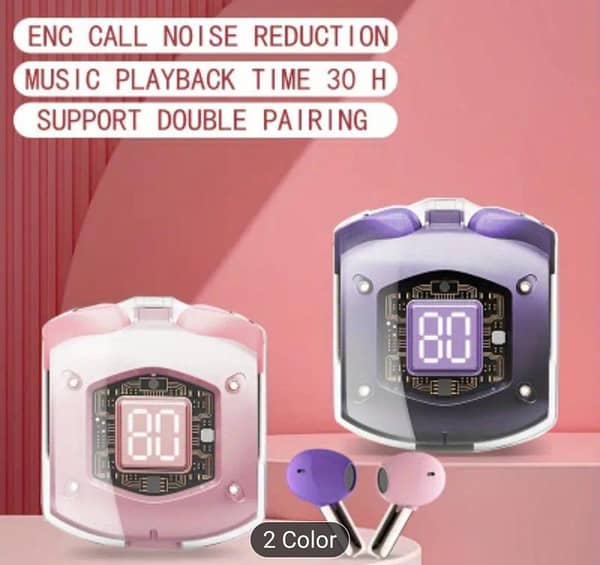 BTW76 Gaming Earbuds with Digital Display, Active Noise Cancellation, Wireless Stereo Sound, Long Battery Life, Dual-Mic ENC, Call and Voice Control, charging case included