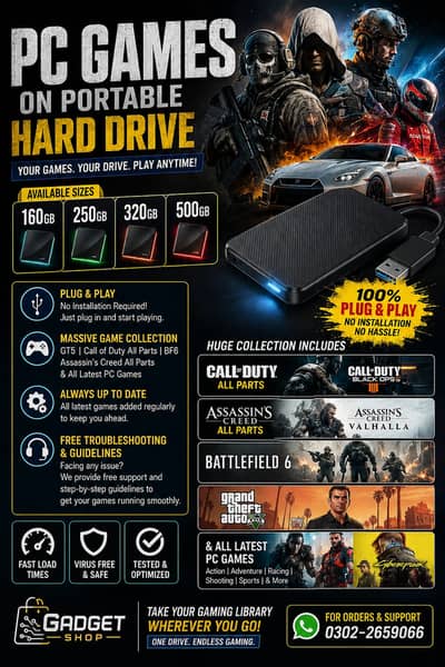 Pc Games in portable hd plug and play