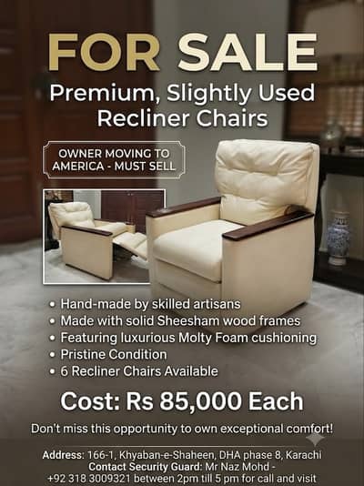 Premium, Slightly used Recliner Chairs