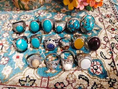Different stones silver rings for sale