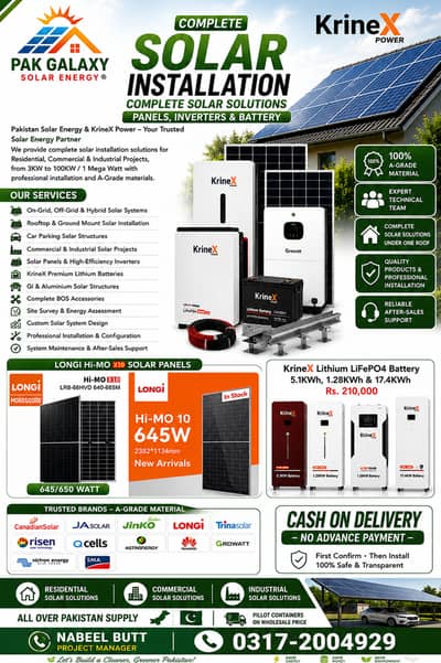 Solar Installation Longi 645/650W Panels KrineX Power Lithium Battery