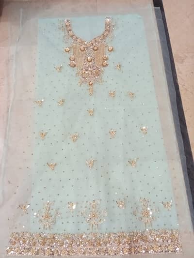 Beautiful Ferozi Heavy Karhai Suit | Embroidered Formal Dress