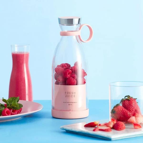 350ML Portable Electric Juicer Blender with 4 Sharp Stainless Steel Blades and 20000 RPM Motor for Quick Fruit Crushing