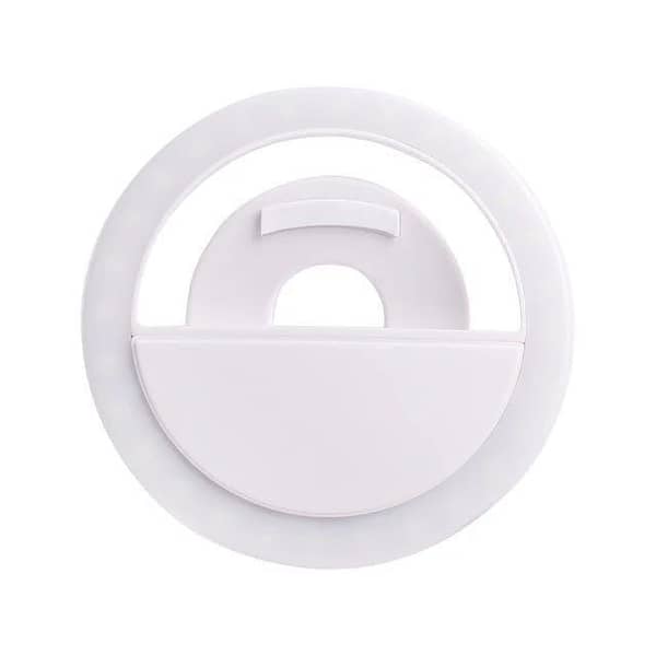 Clip-On Mobile Phone Selfie Ring Light with LED Flash - Portable and USB Rechargeable