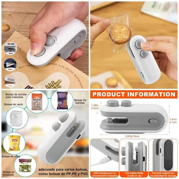 Mini Portable Heat Sealer Machine | USB Rechargeable & Handheld Plastic Bag Sealing Tool for Chips, Snacks, Food Storage & Packaging Multicolor