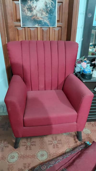 2 RED BEDROOM CHAIRS with additional two side tables