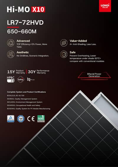 LONGi 650W Hi-MO X10 Solar Panel | Bifacial | A-Grade