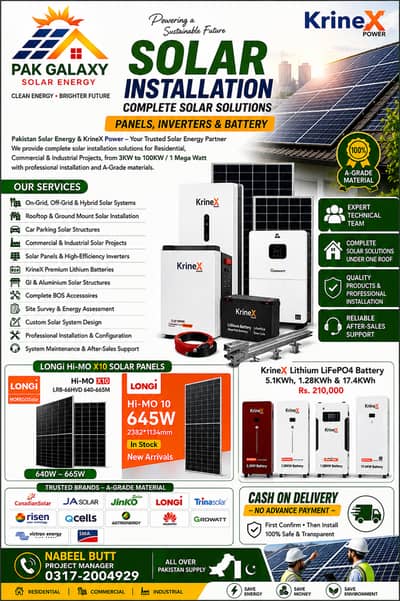 Solar Installation Longi 645/650W Panels KrineX Power Lithium Battery