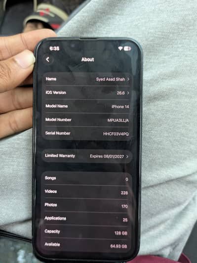 Apple iPhone 14 JV 128 LLA ESIM