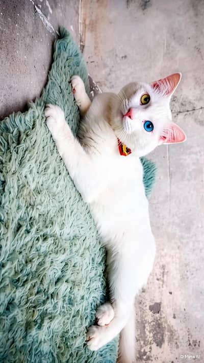 Pure White Persian Cat (Blue & Yellow Eyes)male