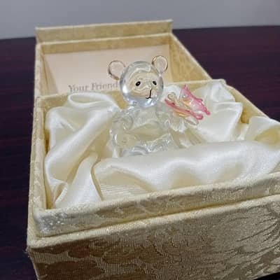 Glass Teddy Bear & Butterfly Wind-Up Music Gift Box Pakistan