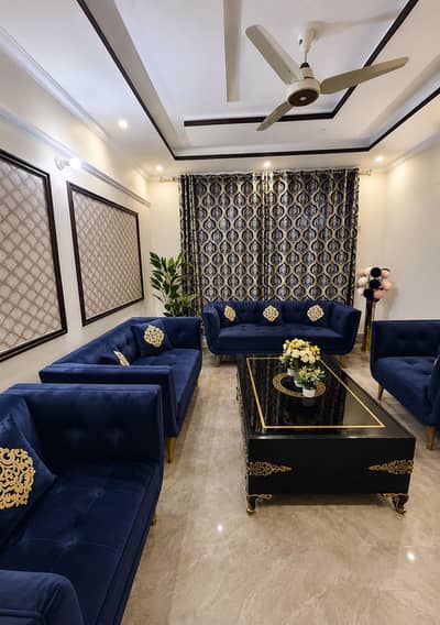 Sofa set with black wooden glass table