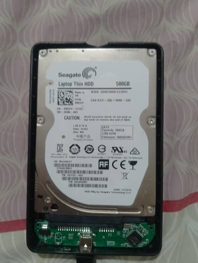 Seagate 500GB Laptop Thin HDD 7200 RPM - With External USB Casing