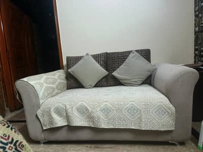 6 Seater Sofa Set with Cushions, Steel Feet