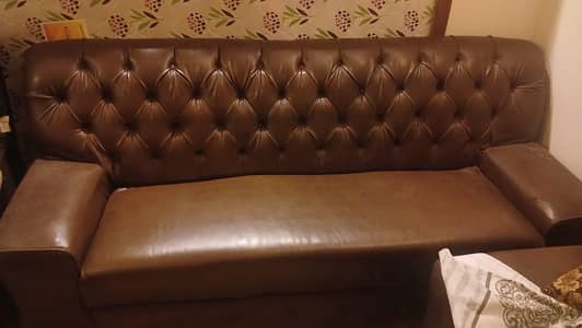 Dark Brown Rexine Sofa Set