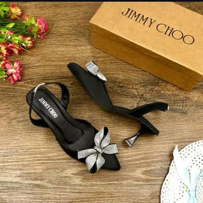 Black Rhinestone Bow Heels for Women Formal Party Wear