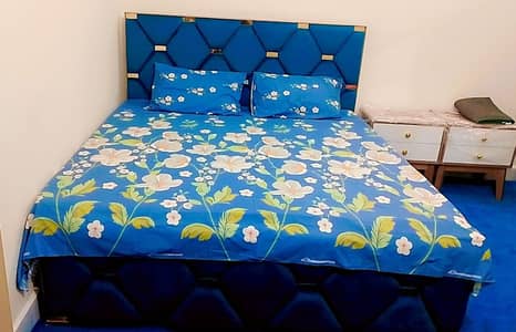 1 Bed & side tabkes, with matress and 5 seator Sofa