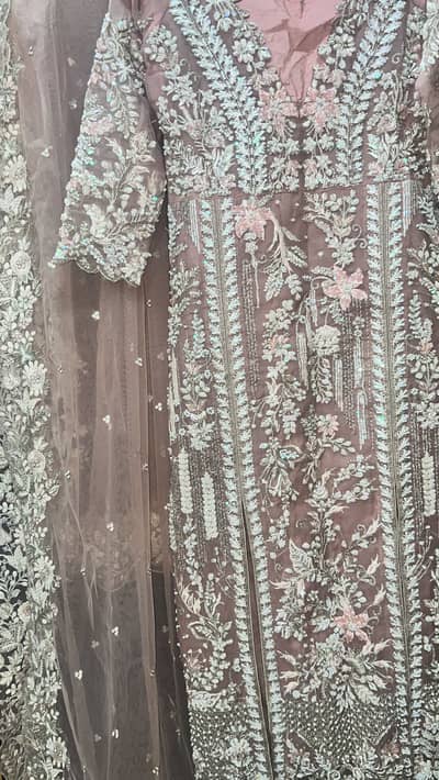 Pink cut maxi hand made work 3 piece