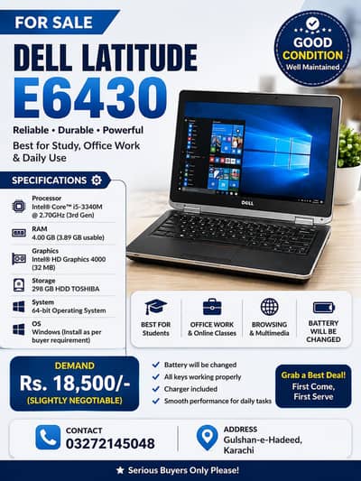 Dell Latitude E6430 Laptop For Sale