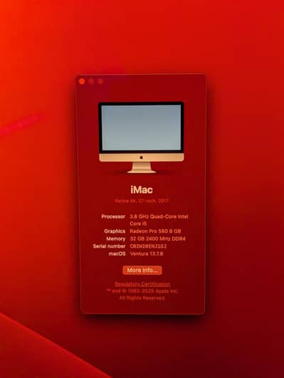 imac 2017 2tb ssd 32gb ram 8gb graphics card