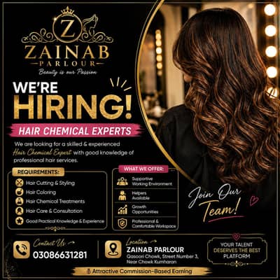 girl required in multan saloon for hair work l