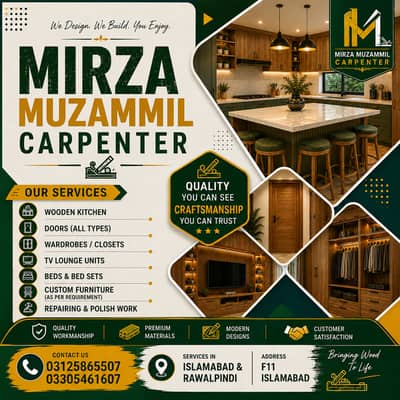 carpenter  Woden Kitchen, Wardrobe, Doors, TV Unit, Furniture Repair