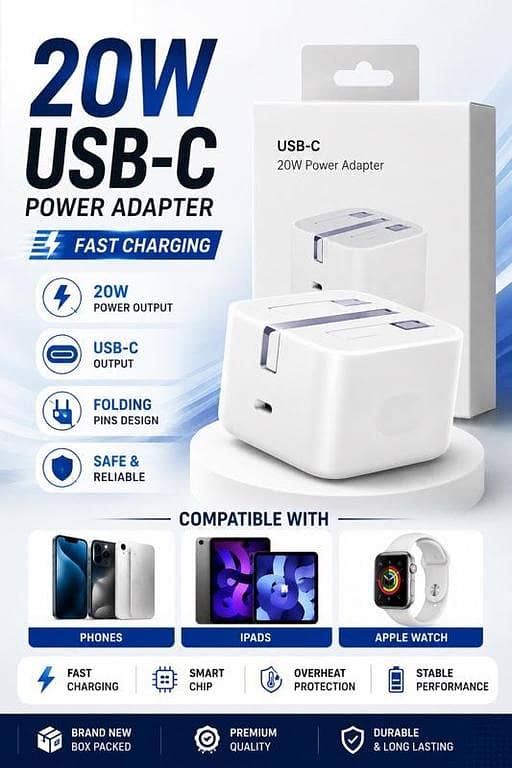20W USB-C Power Adapter | 3-Pin |Fast Charging