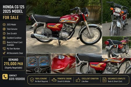 Honda CG 125 2025 Model | Excellent Condition