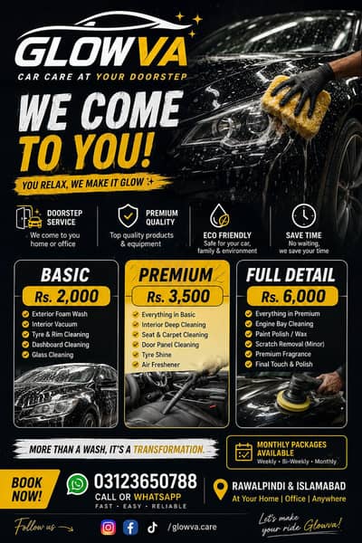 Glowva Car wash service, cleaning right at your doorstep