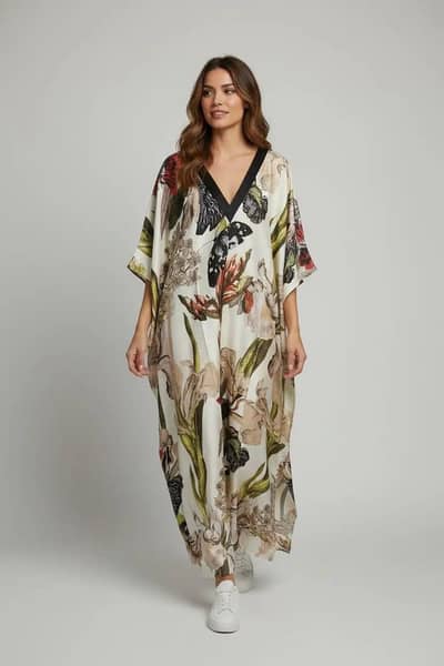 1 Pc Women's Stitched Silk Printed Maxi