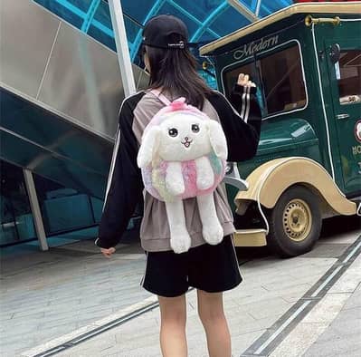 Multicolor Plush Girl's Backpack Lightweight Stylish