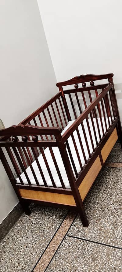 Premium Wooden Baby Crib | Elegant Solid Wood Baby Cot 