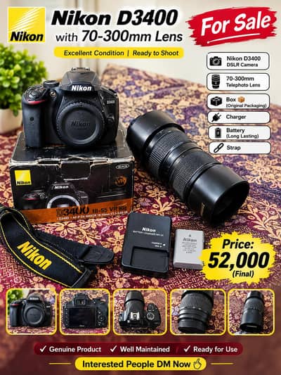 Nikon D3400 with 70-300mm lens