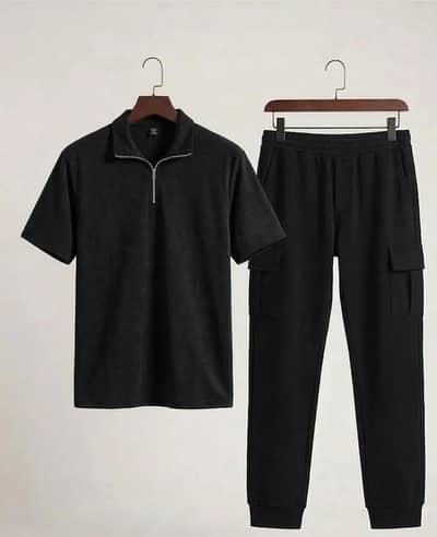 Black 2-Piece Polo Track Suit Set | Premium Casual Wear