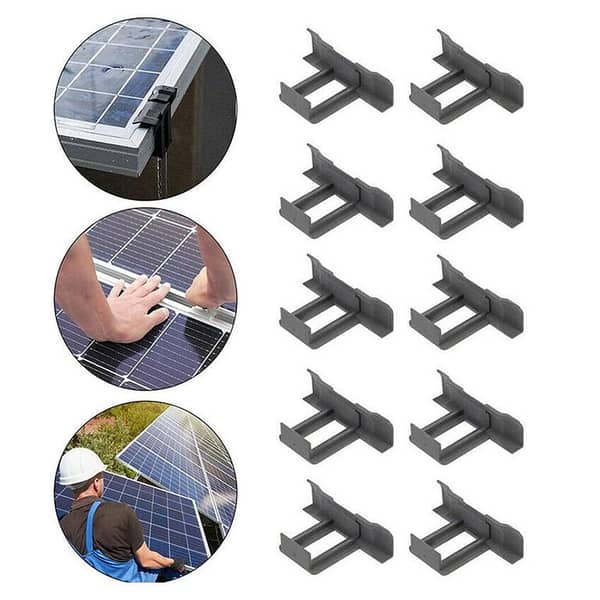 10 Pack 30mm Solar Panel Water Drain Mount Clips - Plastic Clamp Solar Mounts