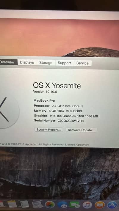 Macbook pro 2.5 Ghz intel core i5