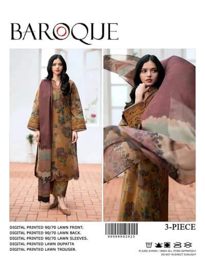 Ladies 3-Piece Digital Printed Lawn Suit - Mustard Floral