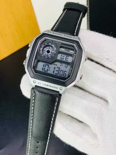 ⌚ Casio Design Digital Watch – Leather Edition
