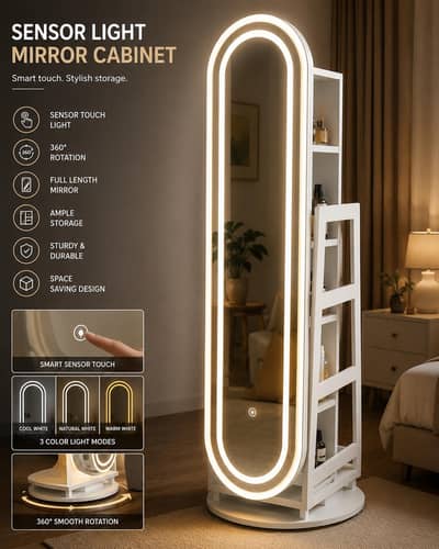 senser light mirror with space racks
