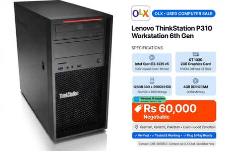 Lenovo ThinkStation P310 Workstation 6th Gen | Xeon E3-1225 v5 | GT 10