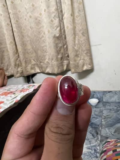 Italian silver ring with red haqeeq nagh new ring