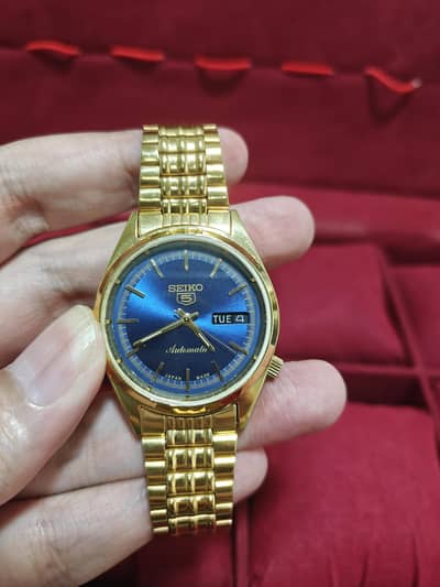 Vintage Seiko 5 Automatic Blue Dial Gold Plated Original