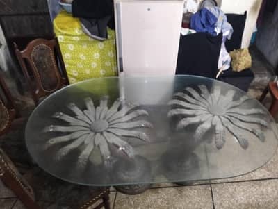 1 table wood and 6 chair set