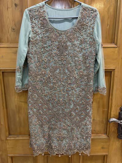 Heavy Handwork Mint Green Formal | Wedding/Party Wear clothes (4pcs)