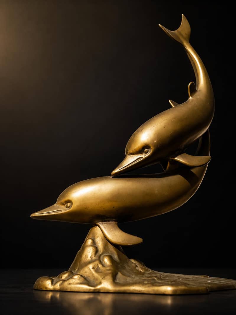  100% Solid Brass Dolphin Showpiece 1