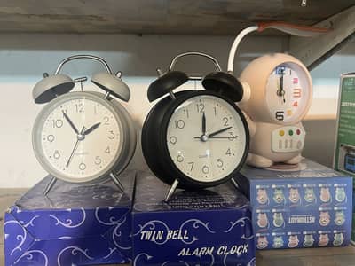 Vintage Twin Bell Alarm Clock & Cute Astronaut Study Lamp Clock