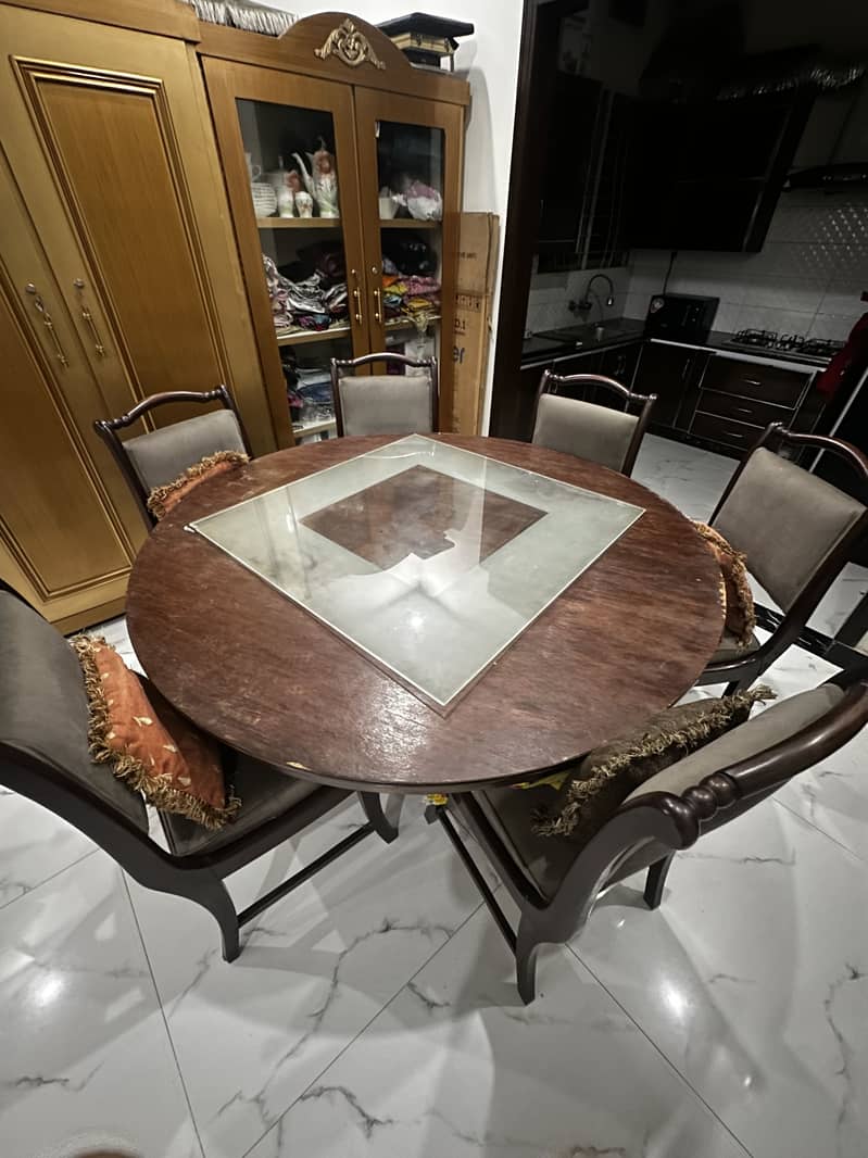 6 Chairs Round solid wood Dining table 0