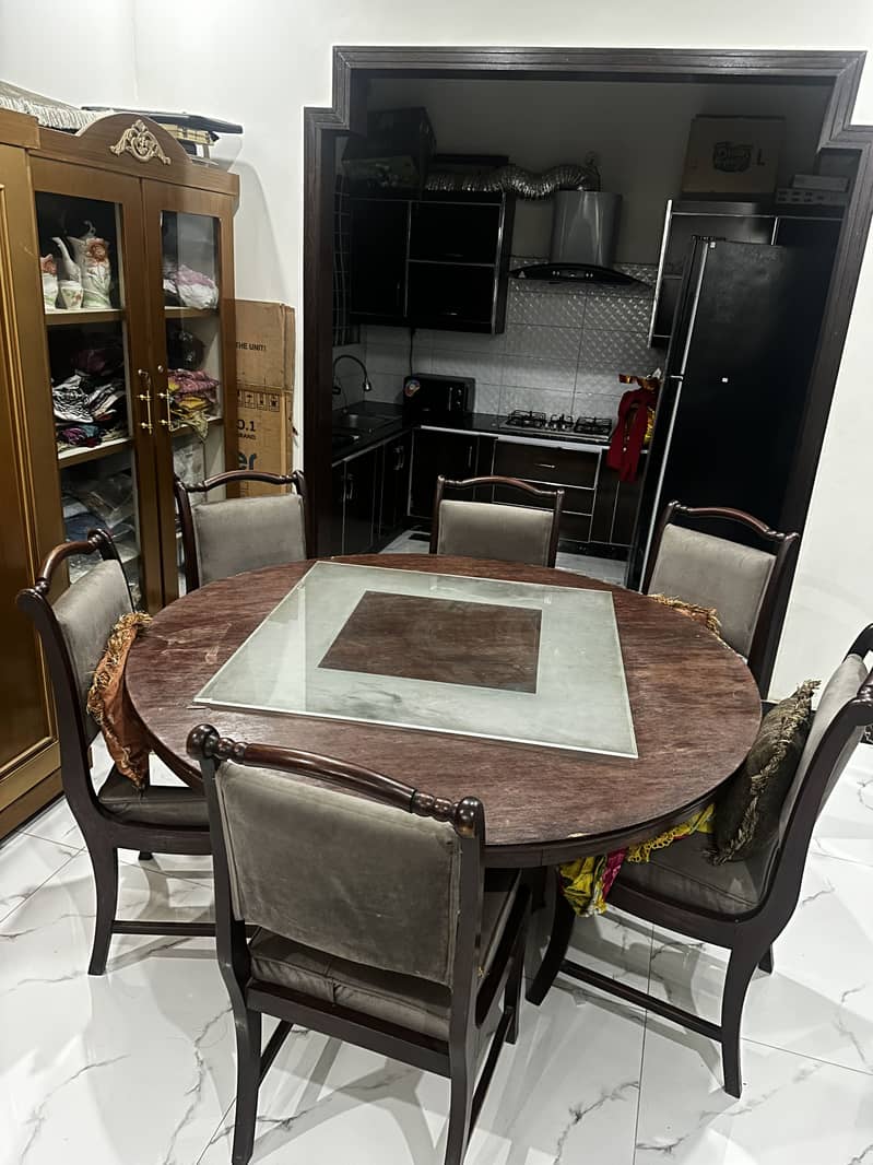 6 Chairs Round solid wood Dining table 1